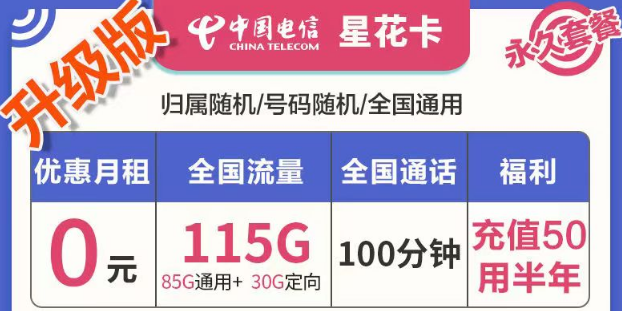 有哪些好用實惠的流量卡套餐？電信星花卡、霜花卡、海興卡|前半年0月租使用